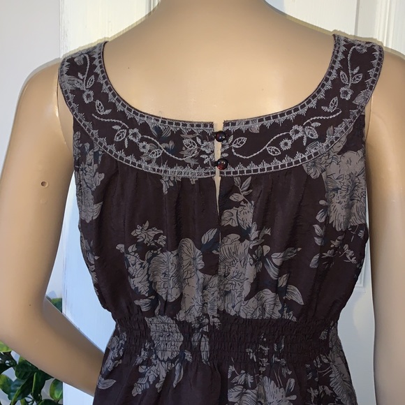 Chocolate scoop neck mini dress with embroidered detail S M L - Picture 9 of 12